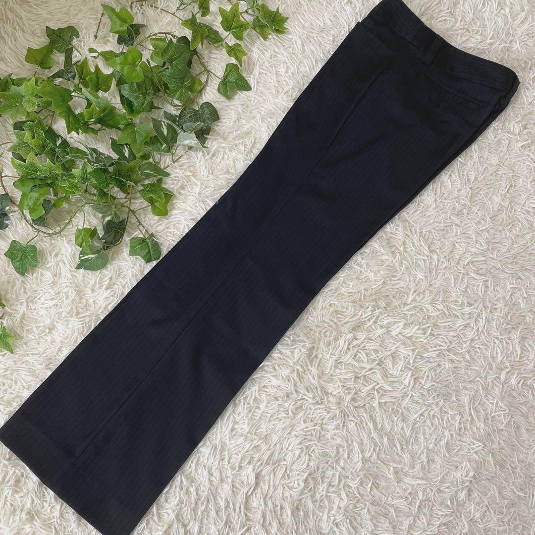 ★送料無料★シルク混✨KUMIKYOKU　ピンストライプ 1ボタン フレアパンツ