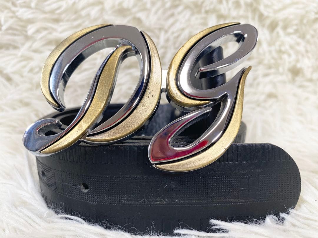 希少　DOLCE&GABBANA レザー　ベルト　ブラック　バックル　　DGロゴ