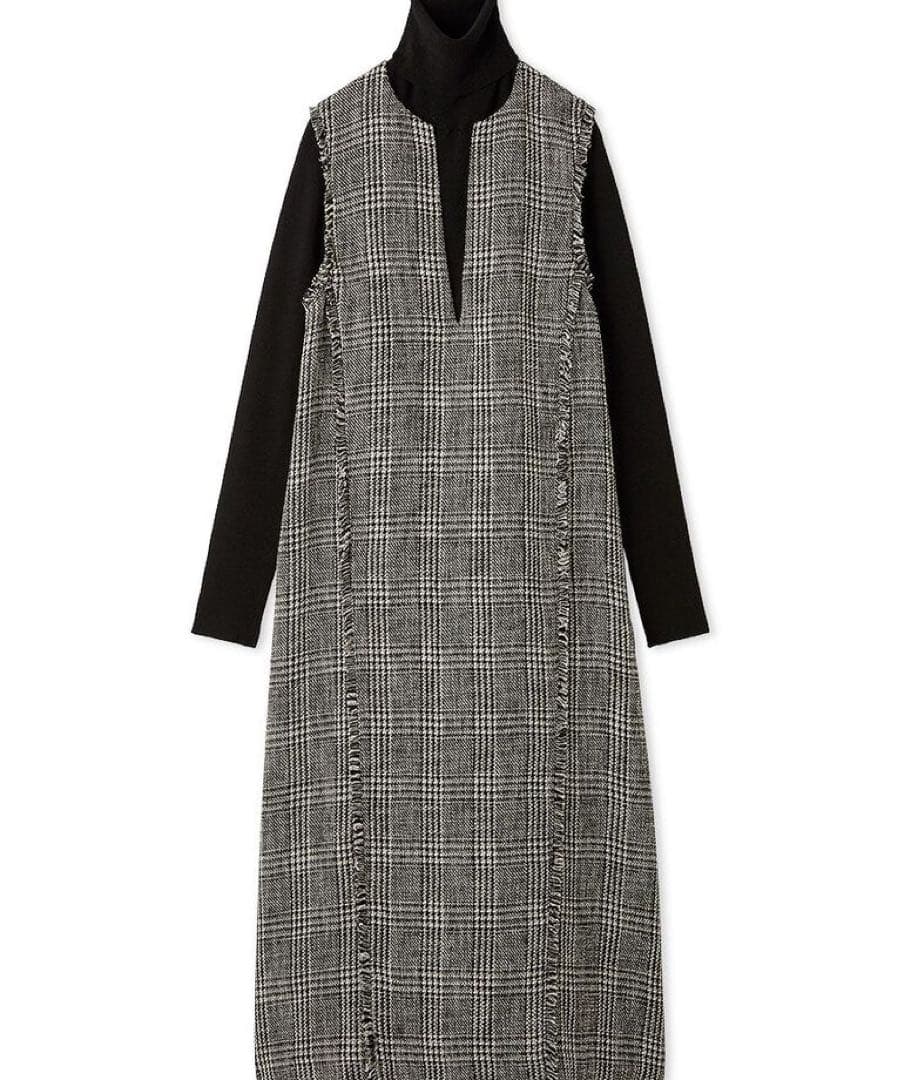 Mila Owen ミラオーウェン リブニットセットレイヤードツイードワンピース