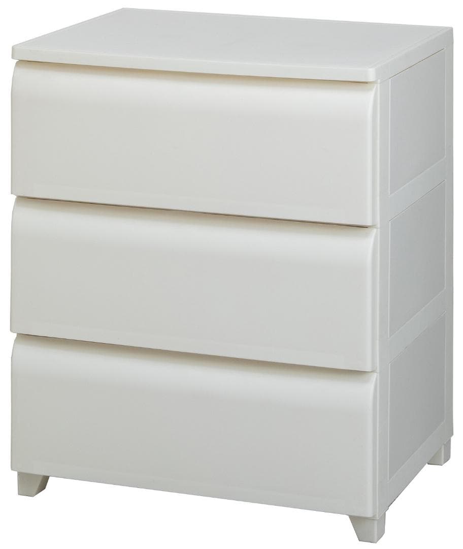 PES CST　収納チェスト　3段　日本製　ホワイト　ワイド