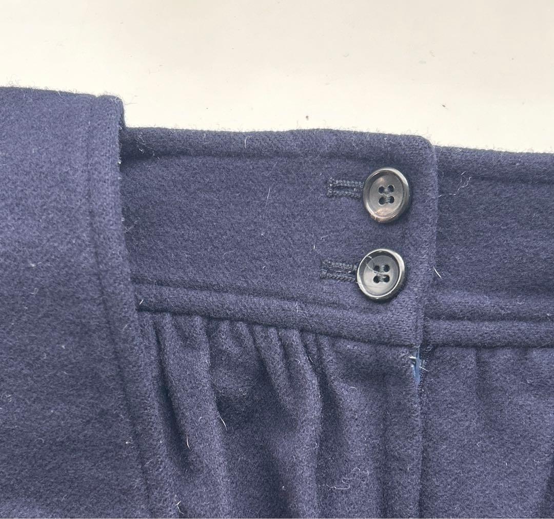 最終価格コムデギャルソン　ネイビー　ワンショルダーウールスカート　S 紺