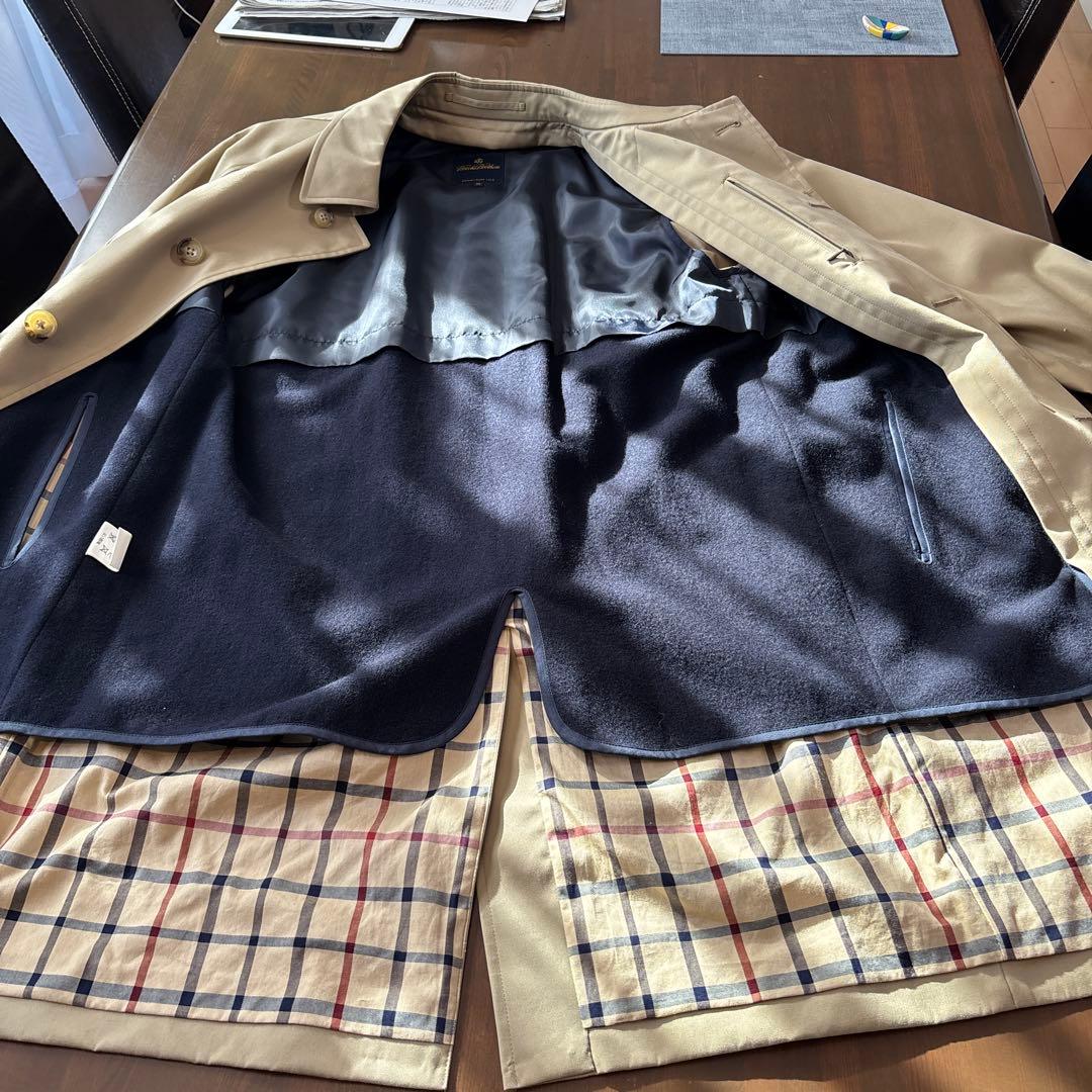 ブルックスブラザーズ ベージュ ステンカラーコート チェック裏地　サイズ36