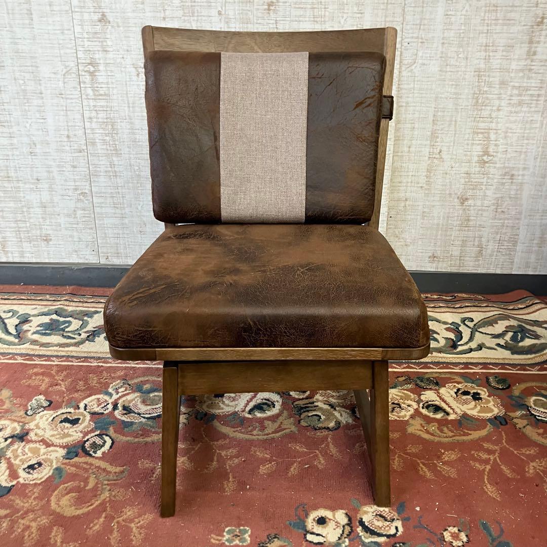 ②北欧レトロ 上久商店 大川家具 ノゾミ 回転式 天然木製椅子 アームレスチェア