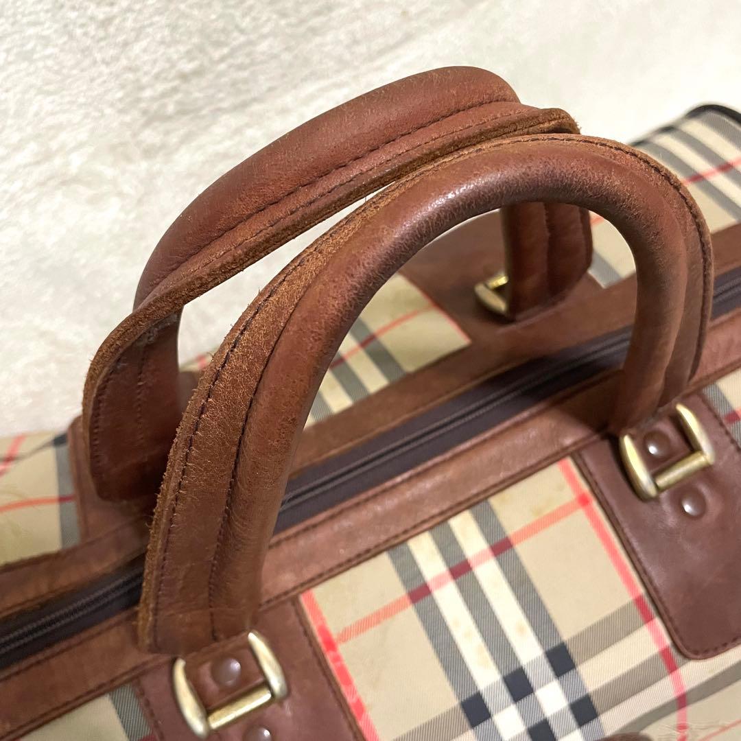 【3泊4日】 バーバリー ボストンバッグ ノバチェック 大容量 旅行 鍵付き