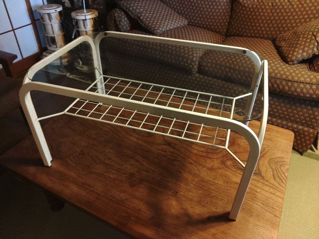 レトロポップ　ガラステーブル　ミッドセンチュリー　コーヒーテーブル　ヴィンテージ