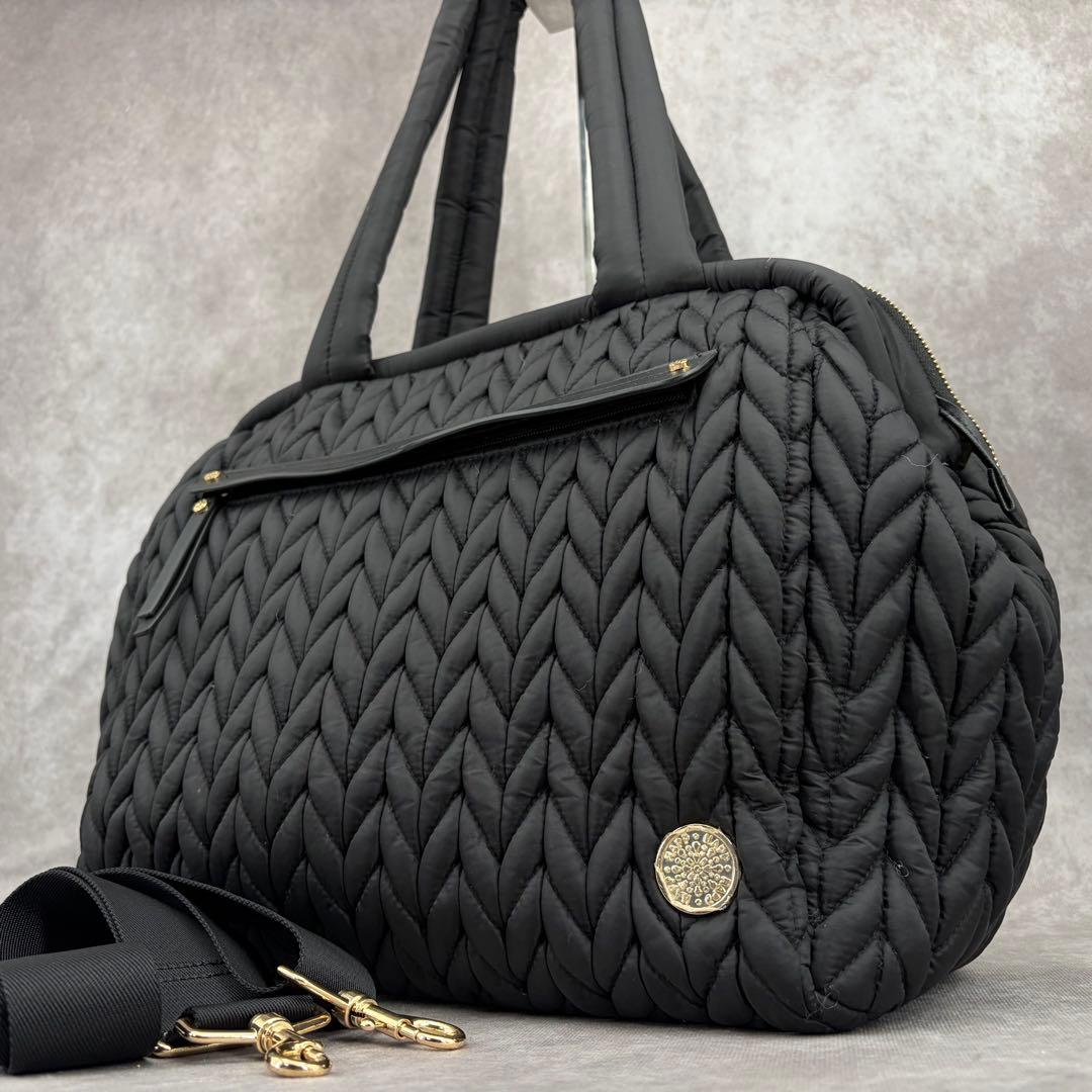 【良品✨】ハップ キルティング マザーズバッグ 2WAY ショルダー 黒