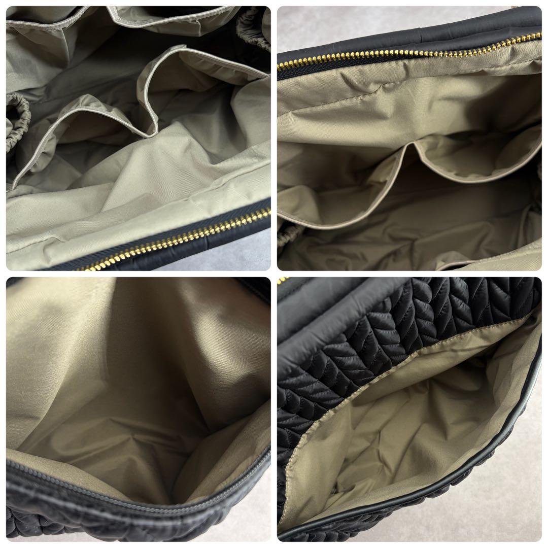 【良品✨】ハップ キルティング マザーズバッグ 2WAY ショルダー 黒