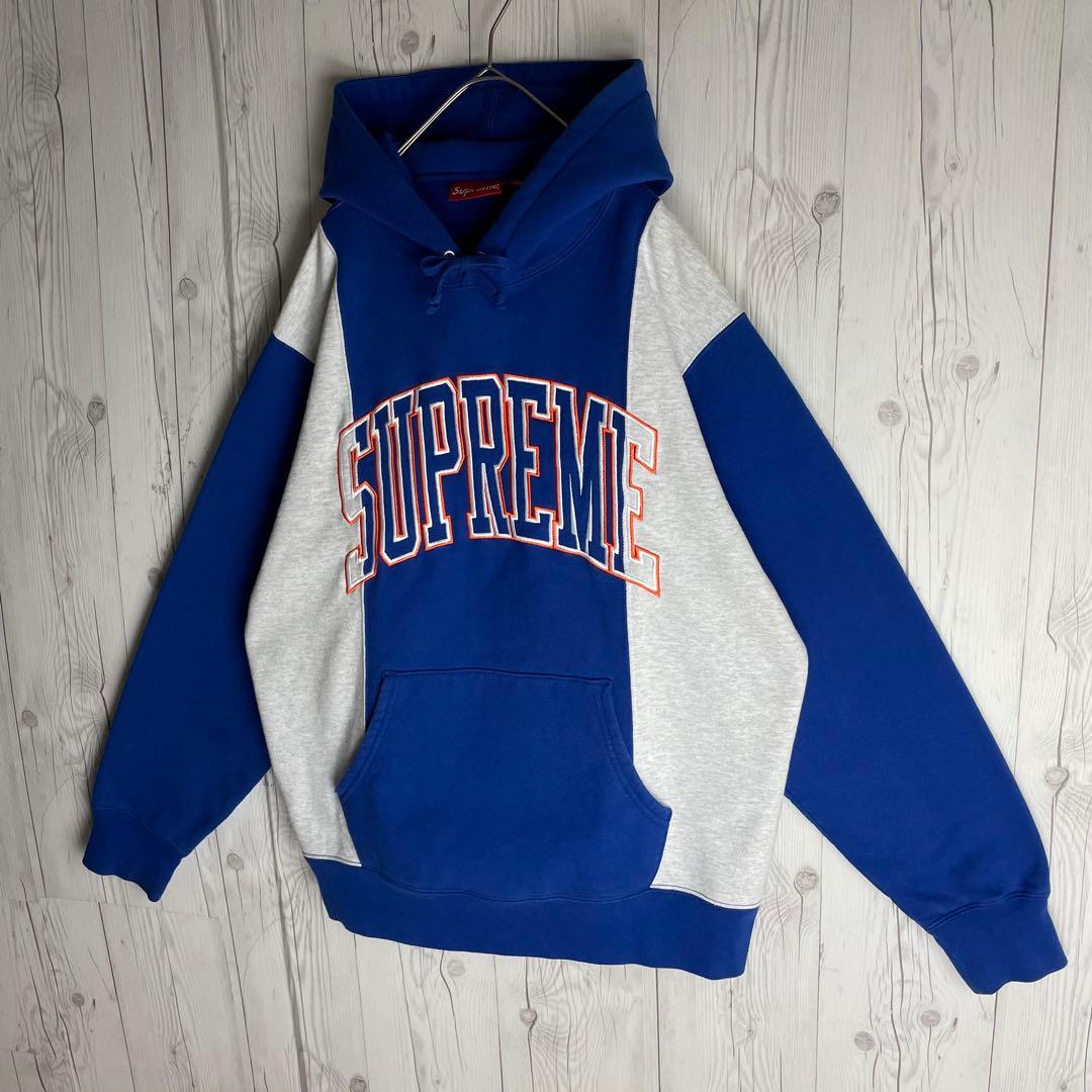 Supreme アーチロゴ パーカー コムドットゆうた着用 青 グレー