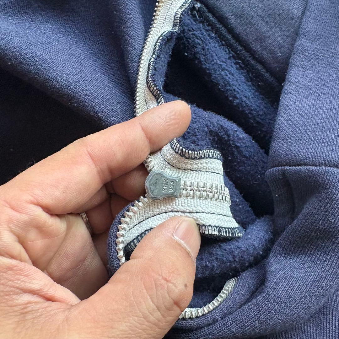 -80s フルジップパーカー USA製 ナス紺 アルミジップ XL相当 フェード