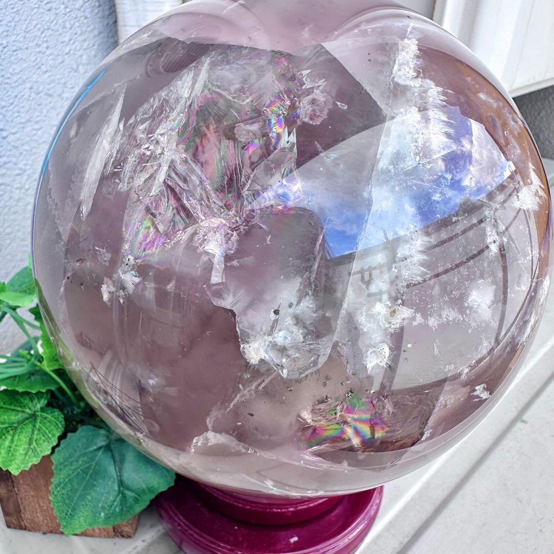 別格高級品 ❗️巨大❗️虹☆パイライト イン·フローライト❤︎スフィア 丸玉A1284