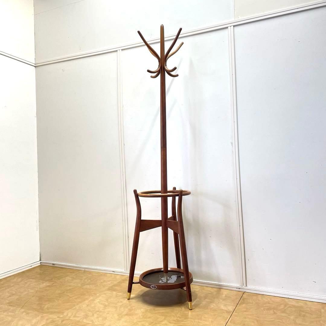 秋田木工 ポールハンガー② 木製コートハンガー 傘立て 洋服掛け ビンテージ