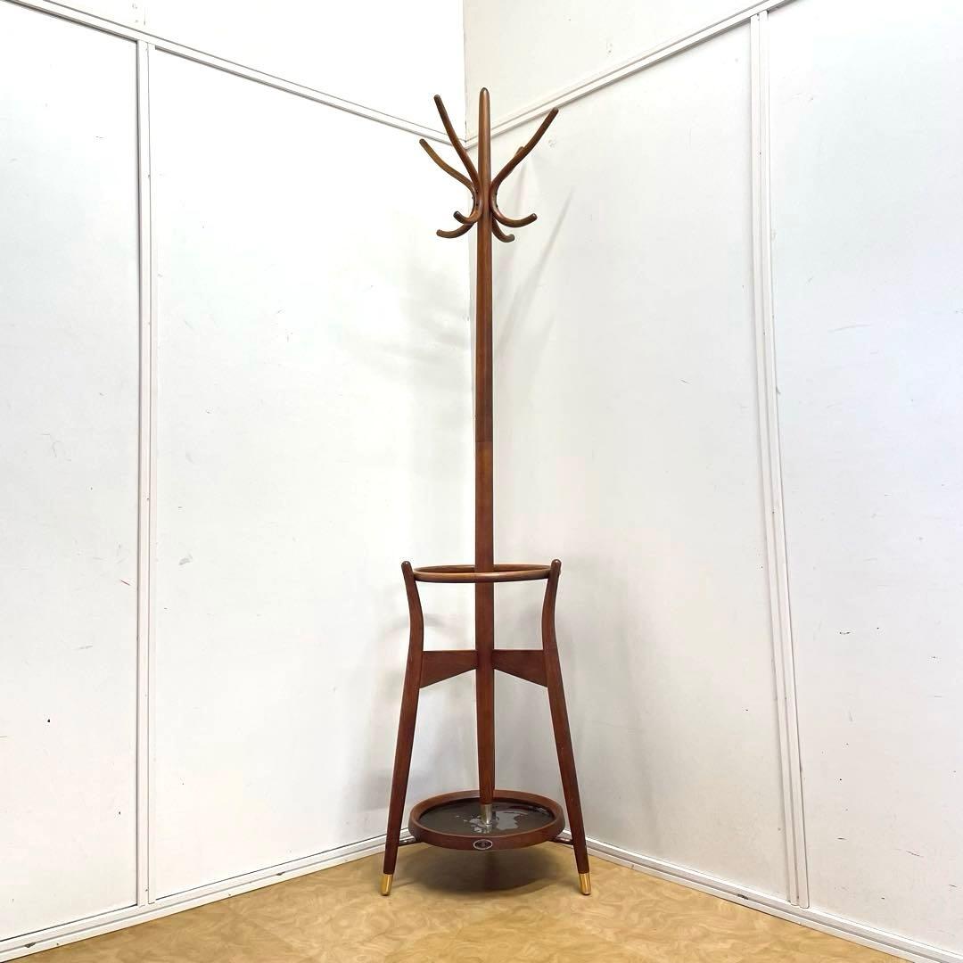秋田木工 ポールハンガー② 木製コートハンガー 傘立て 洋服掛け ビンテージ
