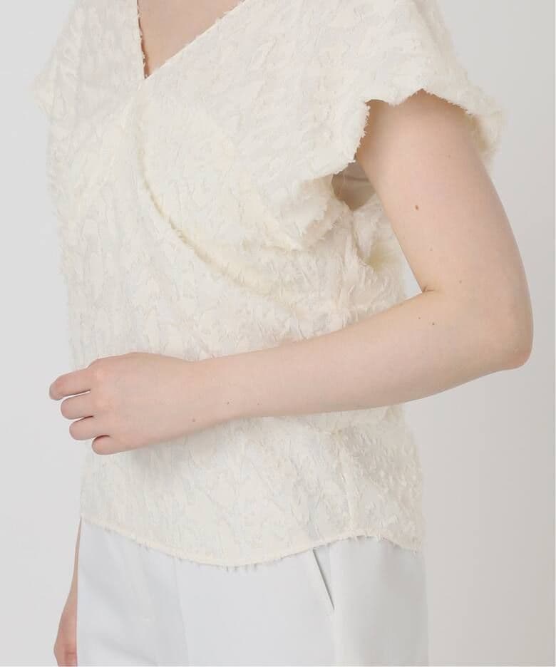 NOBLE❤美品 【洗える】レオパードジャガードデコルテVブラウス