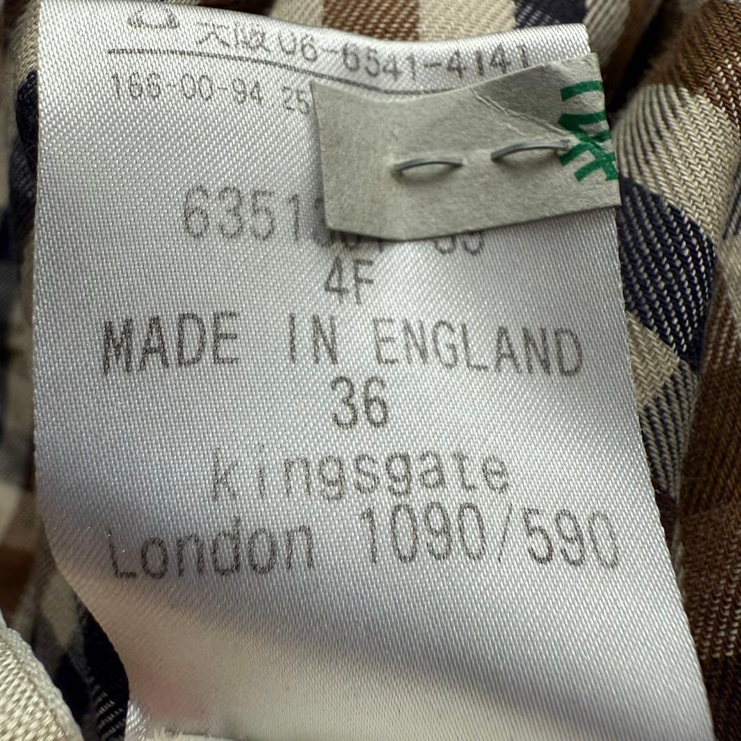 アクアスキュータム ロング トレンチコート チェック ネイビー