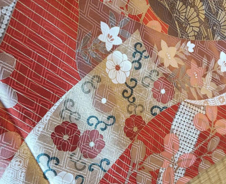 吾妻徳穂　吉澤友禅　振袖フルセット　美品　朱系　華やか　丈161 裄67.5