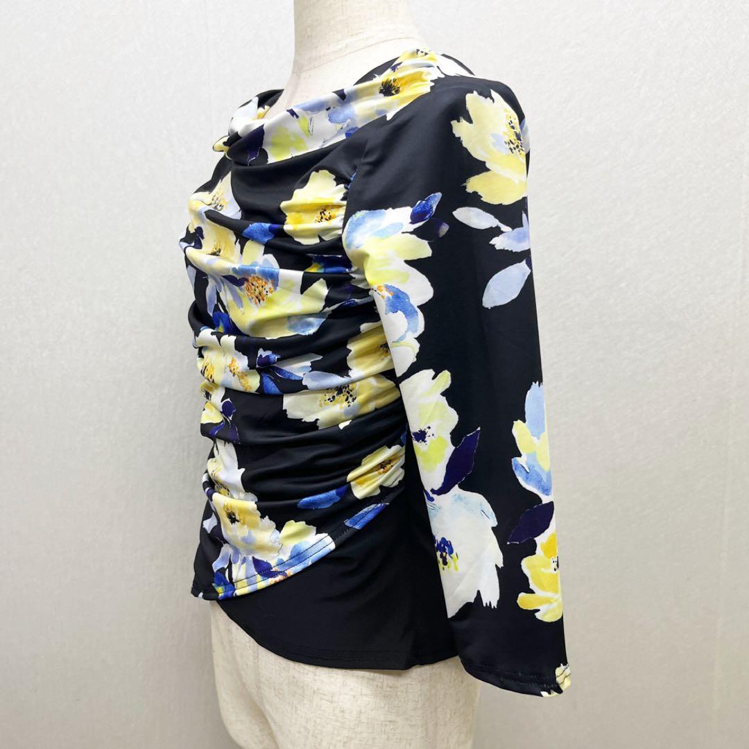 新品 セットアップ 黒に黄色花柄 スタンダード モダン 衣装 パーティ 発表会