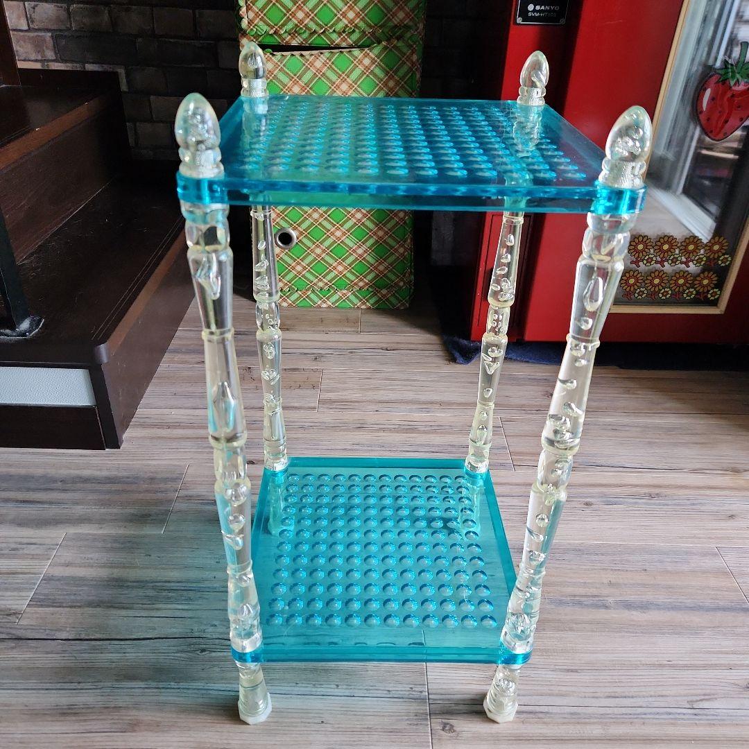 昭和レトロトロポップ ☆キッチンワゴン収納棚 収納ラック 　クリアブルー