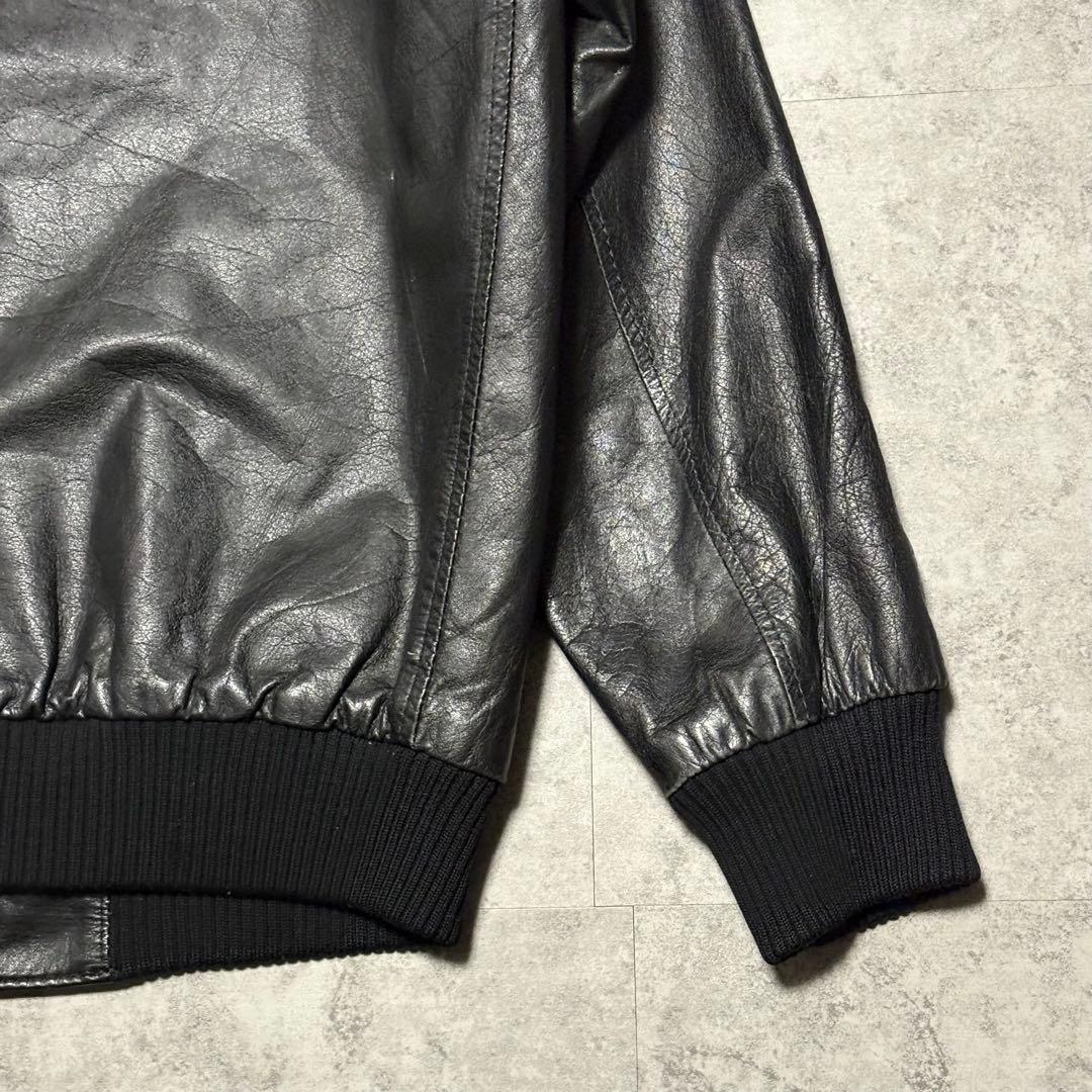 【archive】レザージャケット　ブルゾン　 L チェック柄　短丈　ショート丈