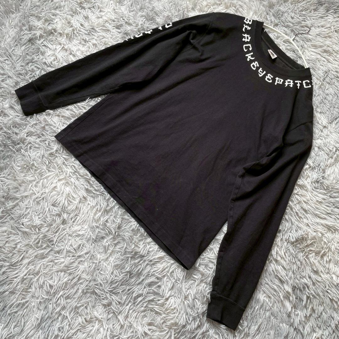 専用ブラックアイパッチ KANJI L/S TEE ブラック ロゴ ストリート