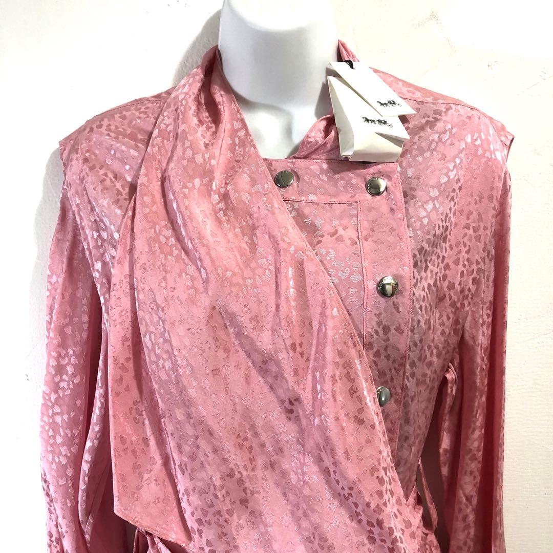 ￼COACH コーチ ワンピース ピンク スカーフ付 ベルト付 クリスマス