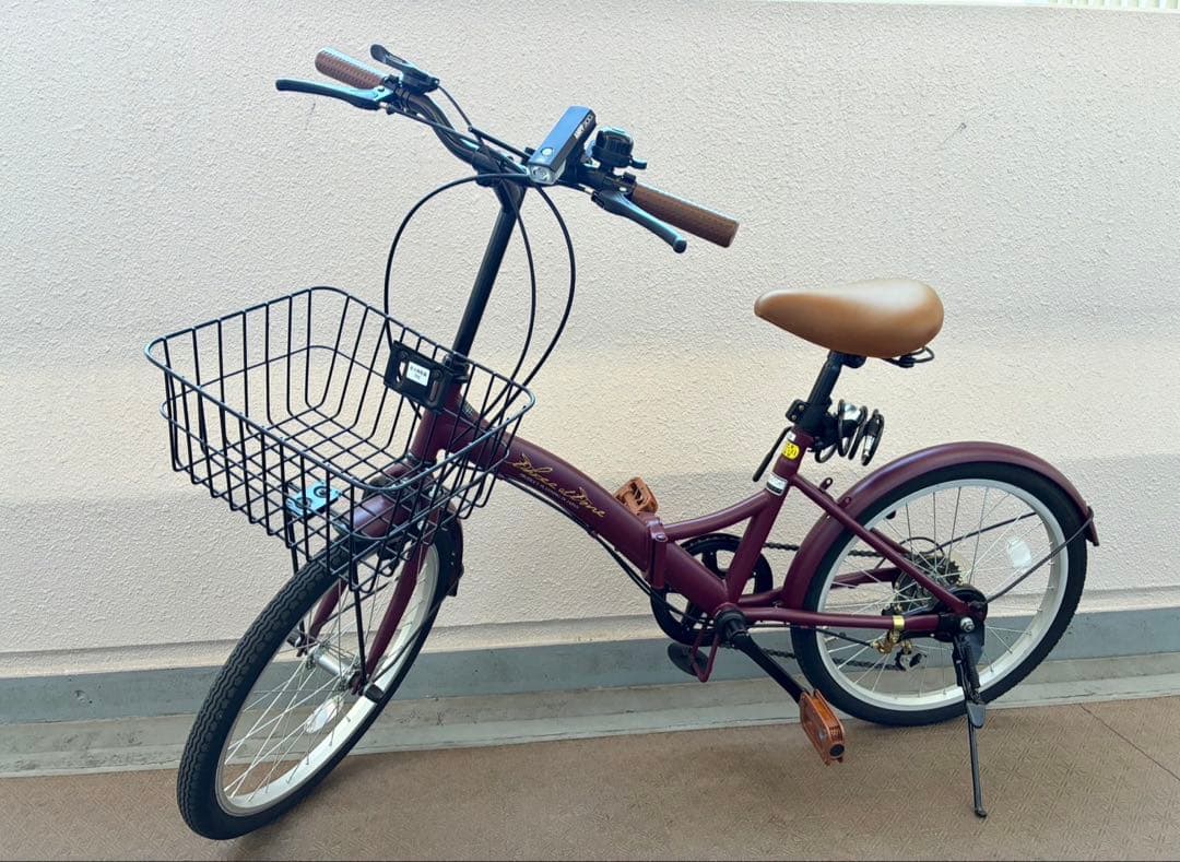 折りたたみ自転車 20インチ シマノ製 6段ギア 折り畳み 自転車 カゴ付き