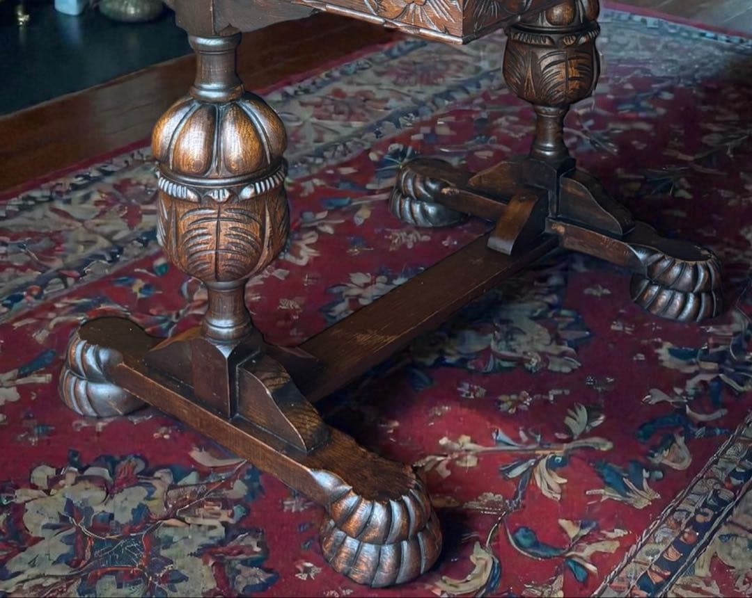 イギリス ダイニングテーブル バルボスレッグ 1920年 アンティーク オーク材