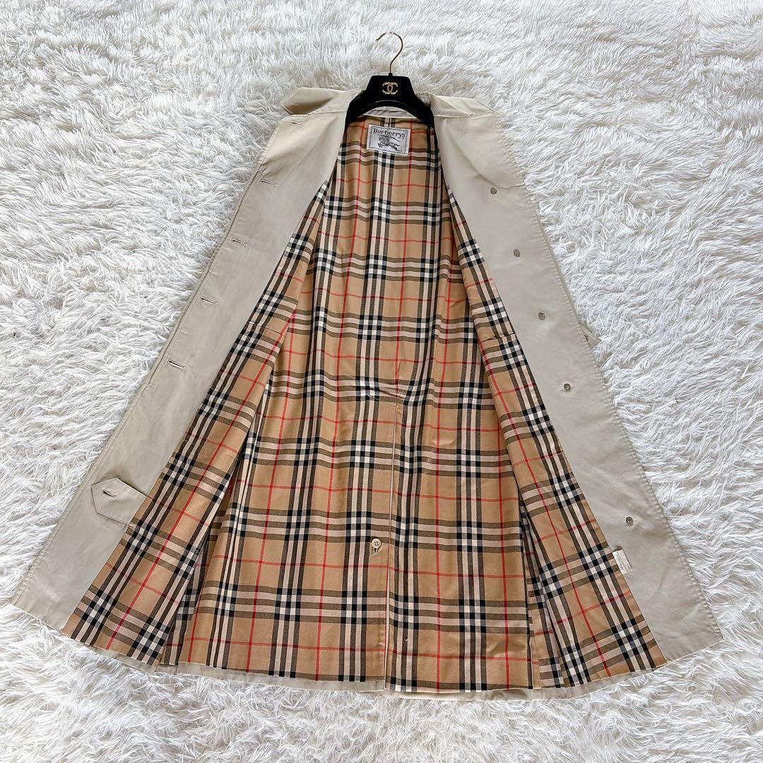 希少✨【バーバリーズ】ステンカラーコート ノバチェック ライトベージュカーキ L