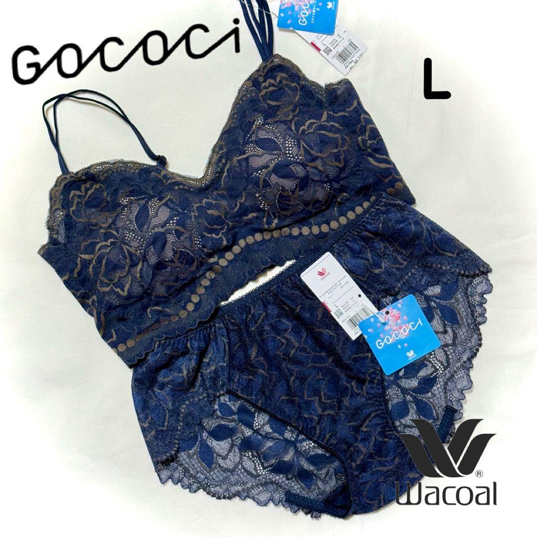 ワコール ゴコチ レーシィタイプ Lサイズ チェック柄／ネイビー