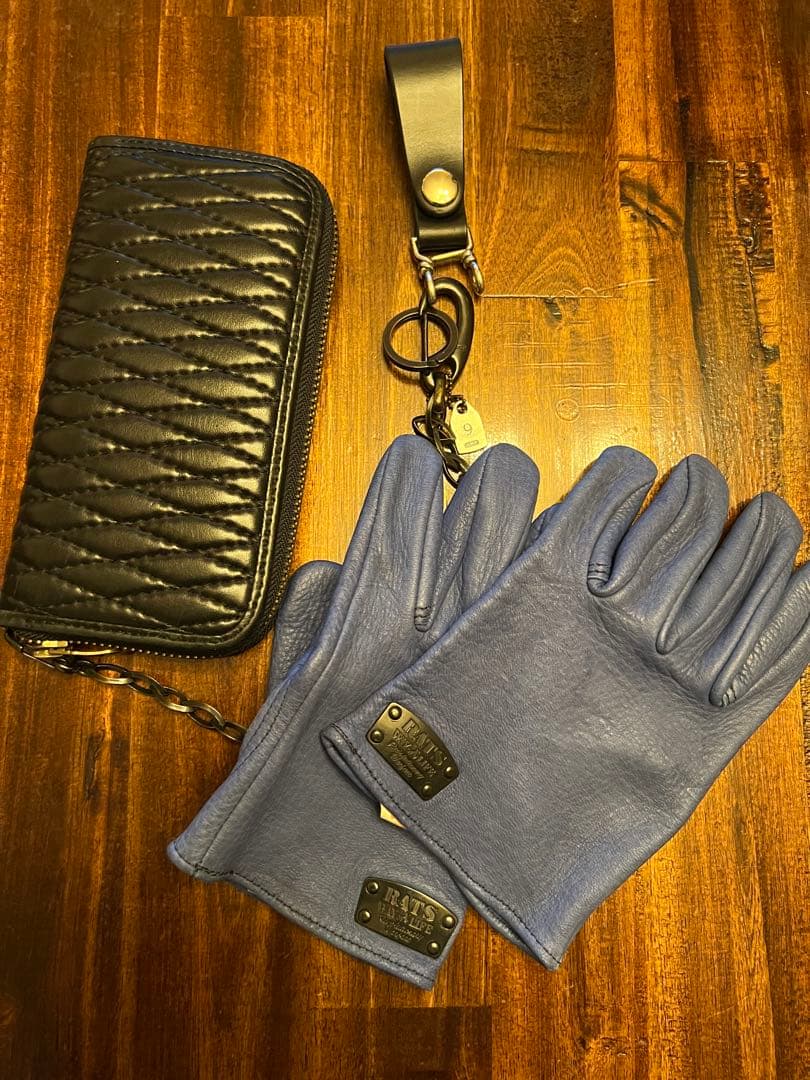 RATS x BackDropレザーグローブ　 ブルーカラー
