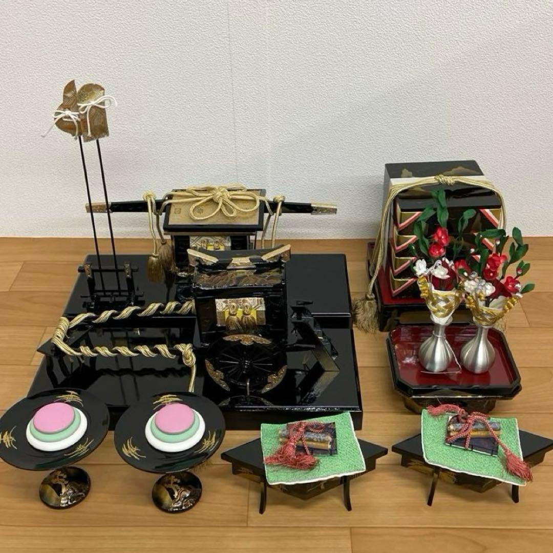 御雛人形　桃の節道具　雛道具　中金山水40号