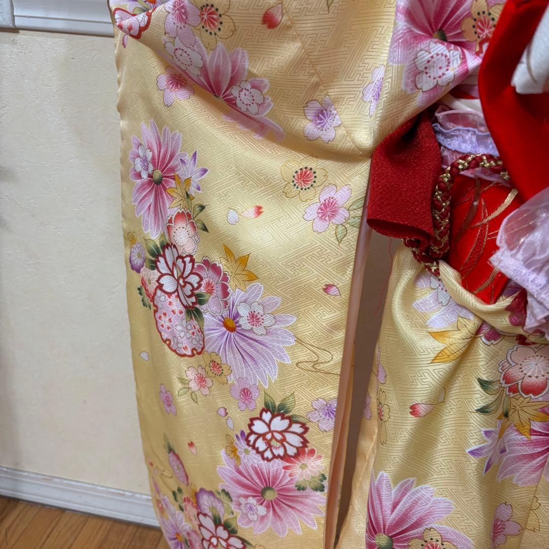 七五三七歳‼️完全フルセット‼️薄イエローに花々キラキラ‼️お家からは揃えるなし