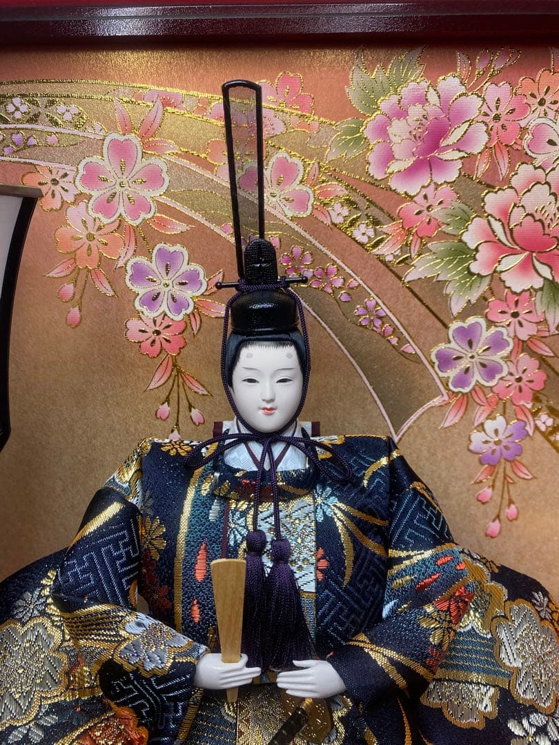 東京久月　雛人形ガラスケース入り親王飾り・間口約６３×奥行約２９×高さ約４４㎝