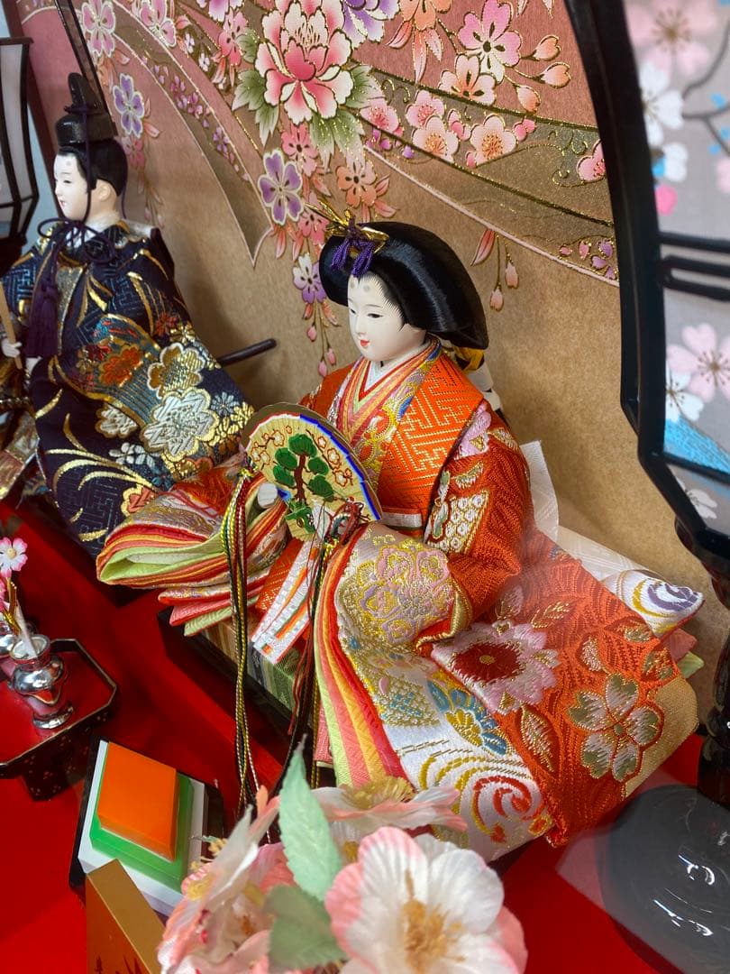 東京久月　雛人形ガラスケース入り親王飾り・間口約６３×奥行約２９×高さ約４４㎝