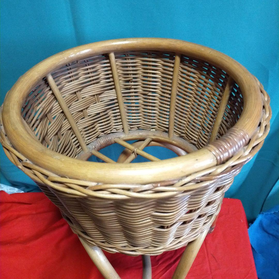 昭和レトロ・ラタン・籐籠・脱衣かご・ガーデニング・鉢かご・バスケット