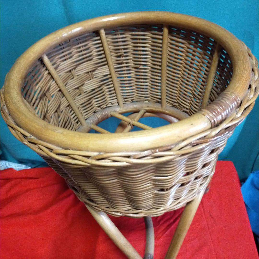 昭和レトロ・ラタン・籐籠・脱衣かご・ガーデニング・鉢かご・バスケット