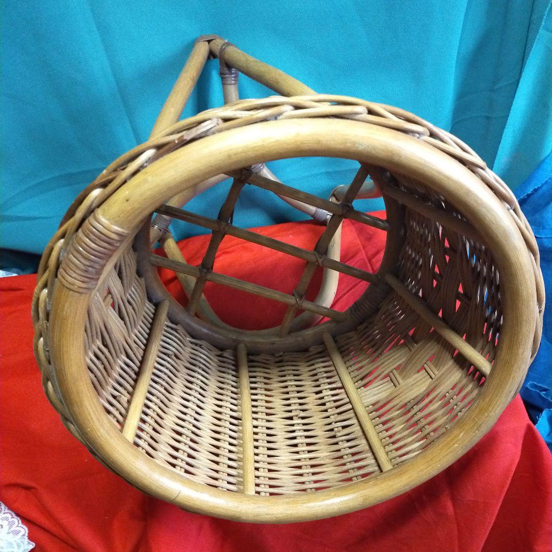 昭和レトロ・ラタン・籐籠・脱衣かご・ガーデニング・鉢かご・バスケット