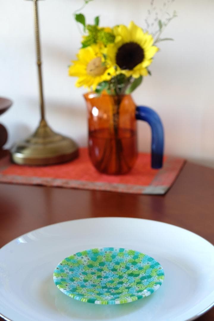 ベネチアングラス ミルフィオリ プレート 小皿 ムラノ ムリーニ 江波冨士子