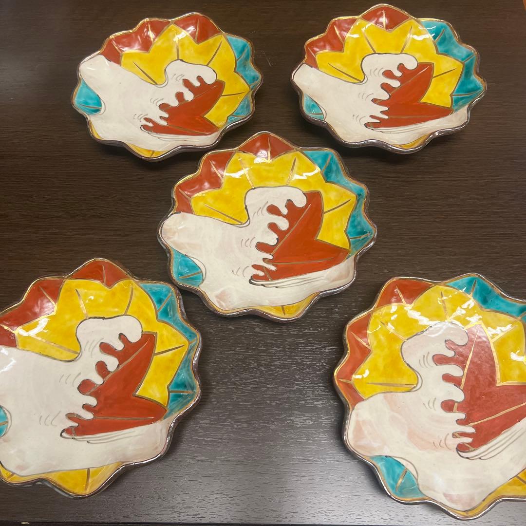 【新品未使用】乾山写　瑞靖 中皿5客セット