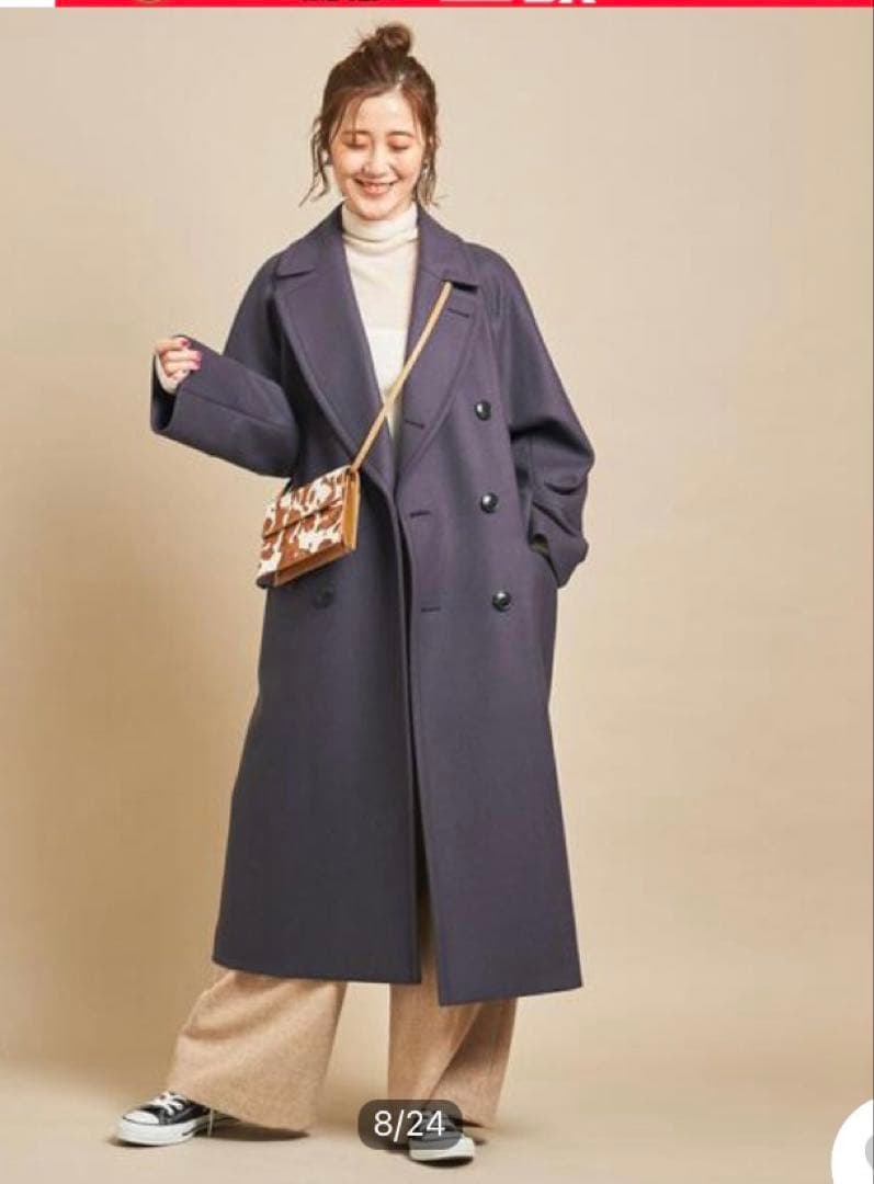 【未使用】ユナイテッドアローズ ハミルトン メルトン ロング コート パープル