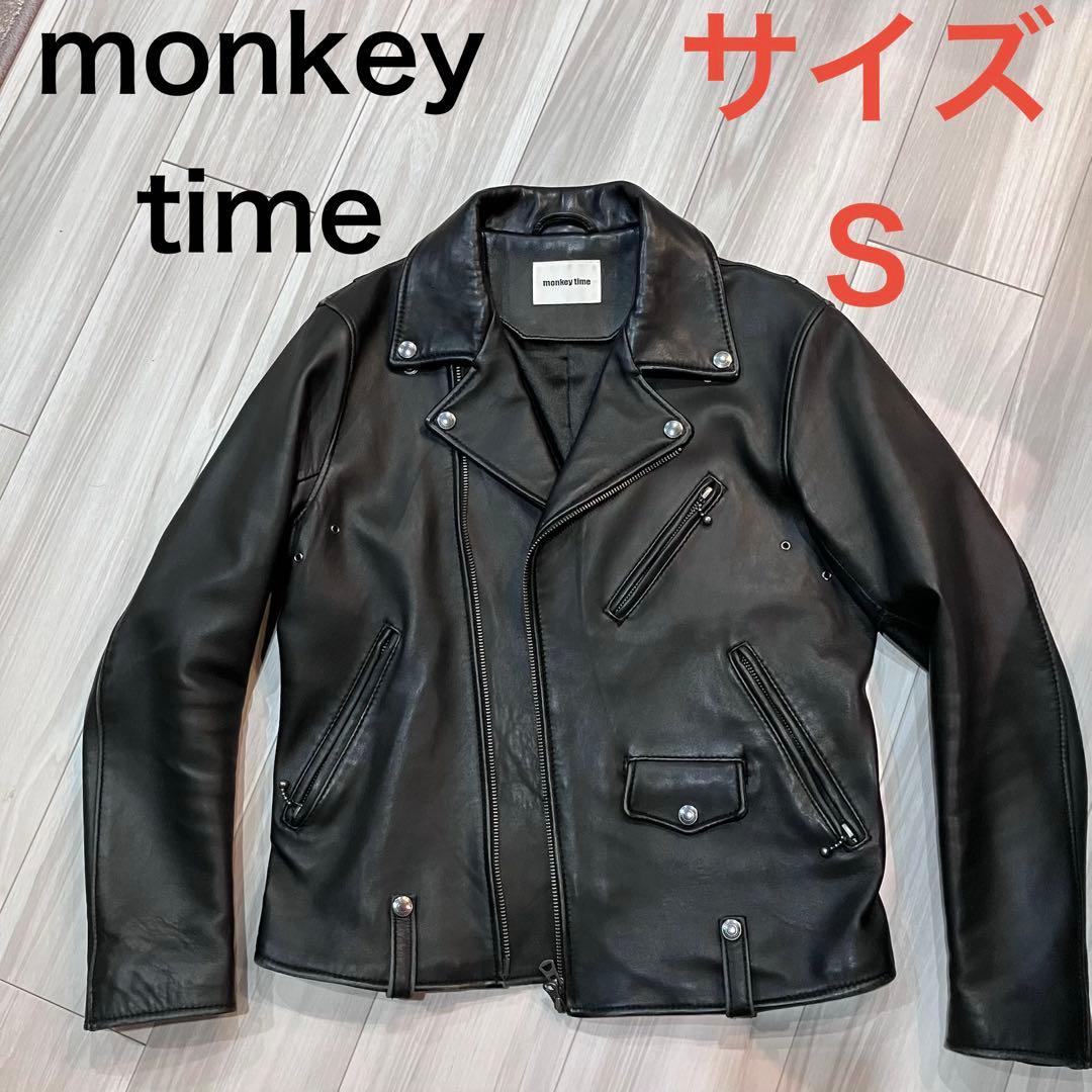 monkey time ダブルライダースジャケット　ラムレザー　Sサイズ