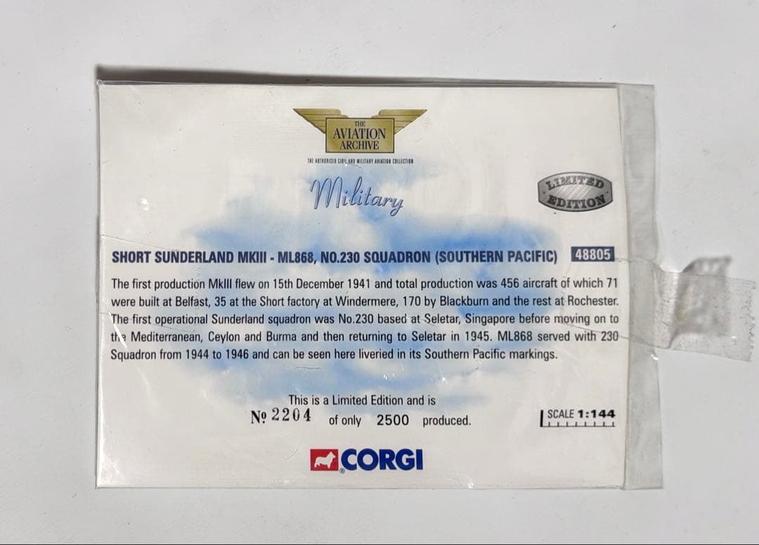 航空機・ヘリコプター Corgi 1/144 Short Sunderland MkIII ML868