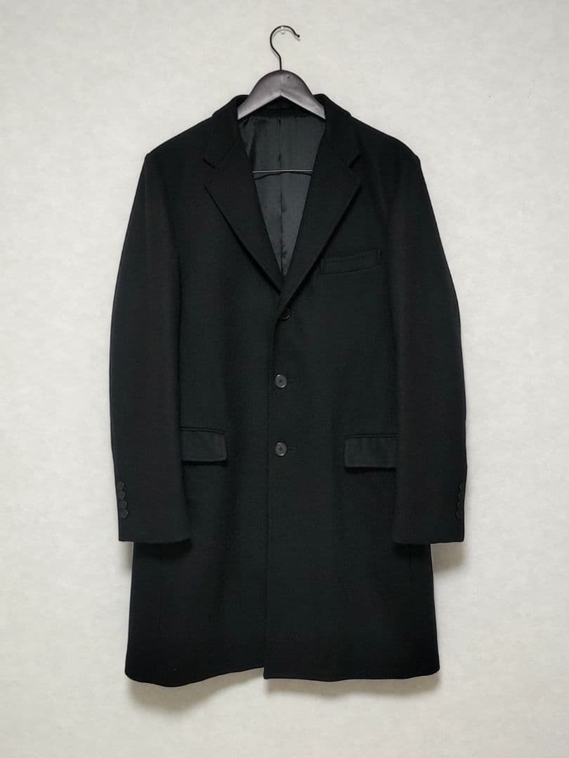 GREEN LABEL RELAXING　メルトン チェスターコート　L　黒