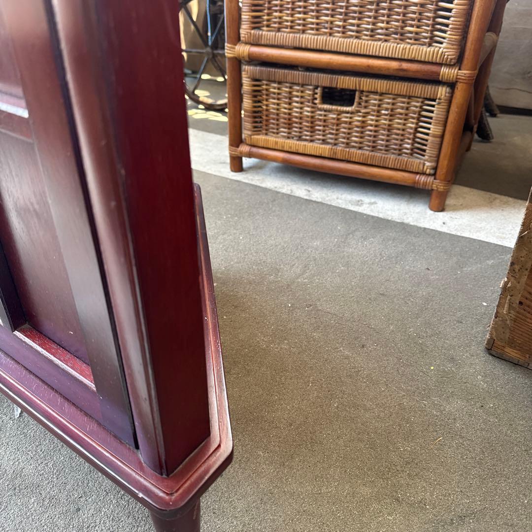 アンティーク　木製キャビネット 2段式 ガラス扉付き