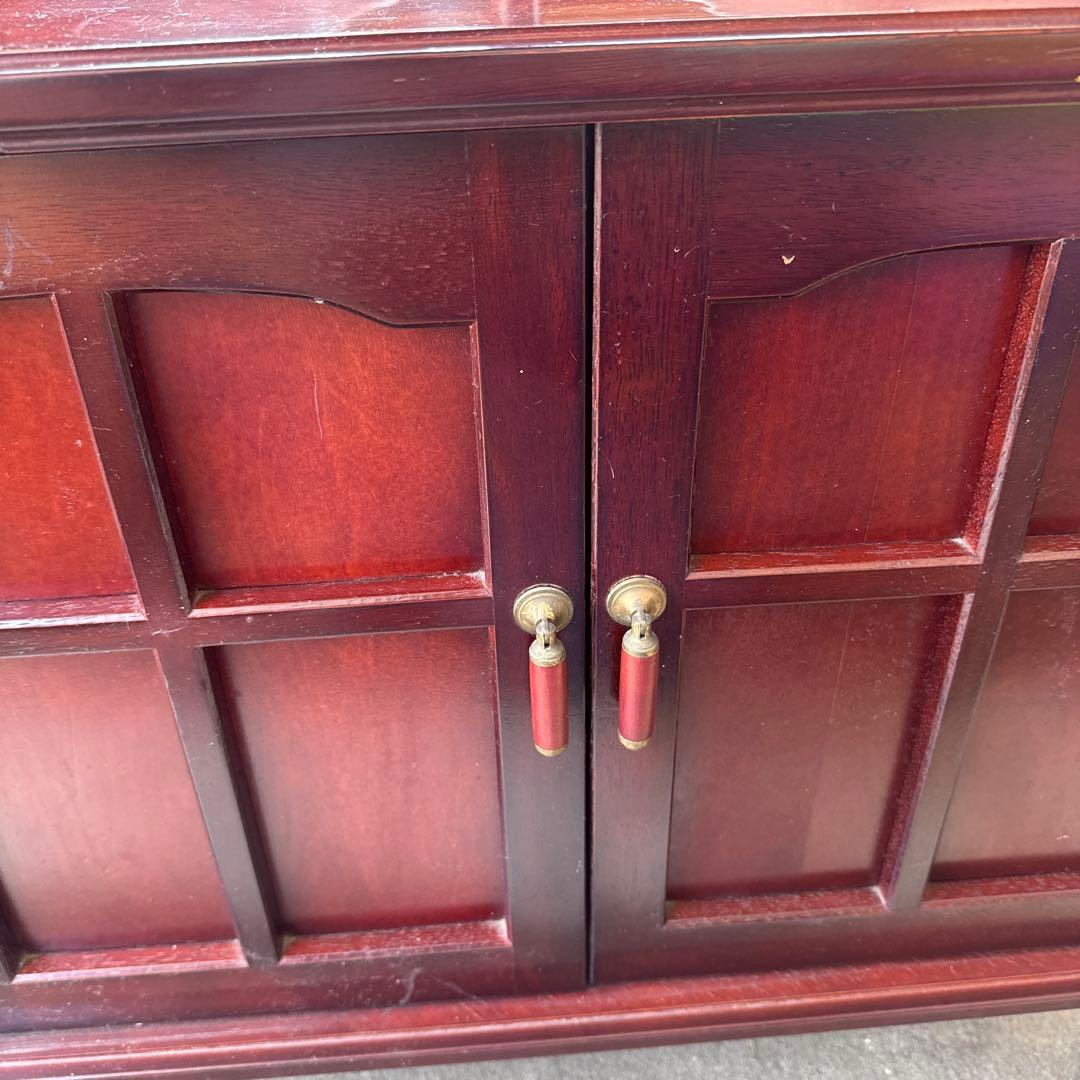 アンティーク　木製キャビネット 2段式 ガラス扉付き