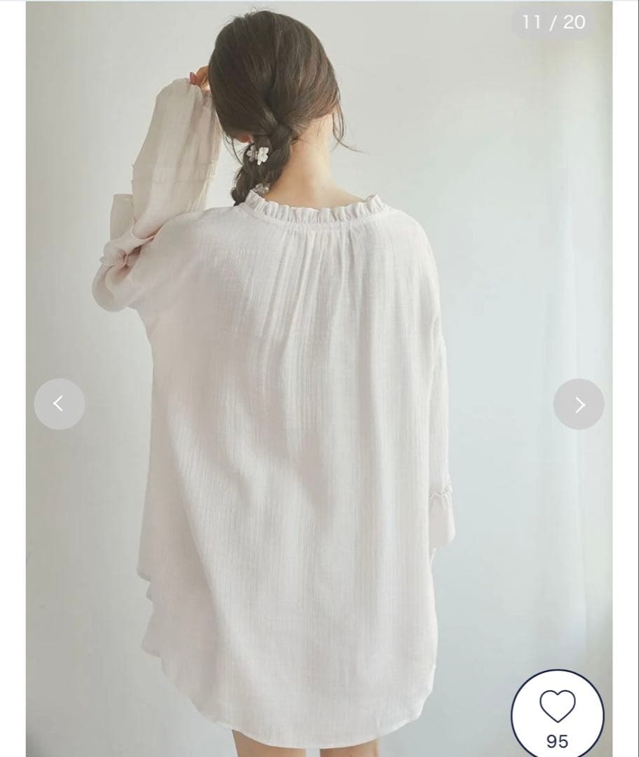 ジェラピケ SPRING フリルブラウス オフホワイト