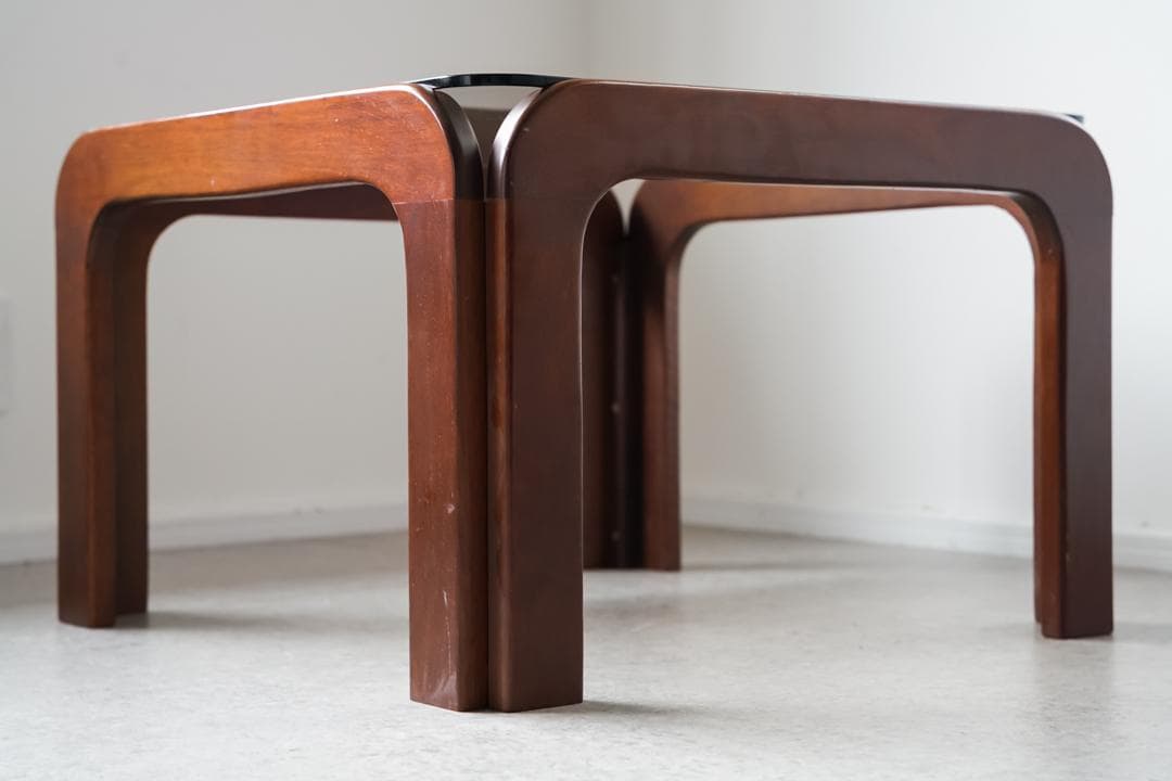 70-80's vintage スモーク ガラステーブル ミッドセンチュリー