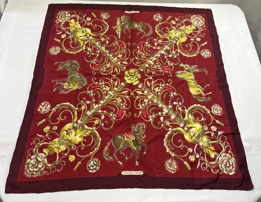 a0105-2エルメス　HERMES　パルク　ロイヤル　カレ90　スカーフ　赤