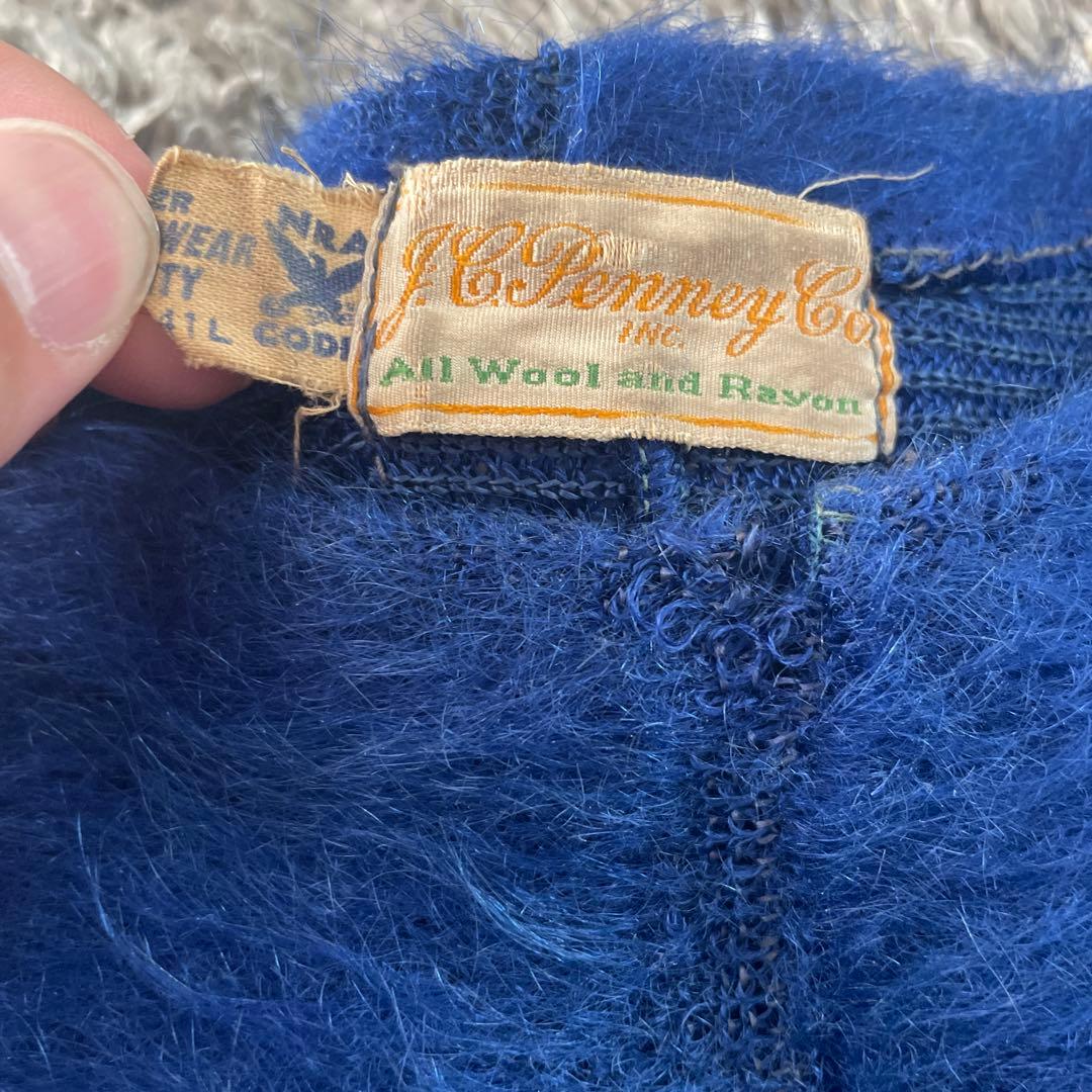 m*1様 60s J.C. Penney Co. シャギーニット 青　S ヴィン