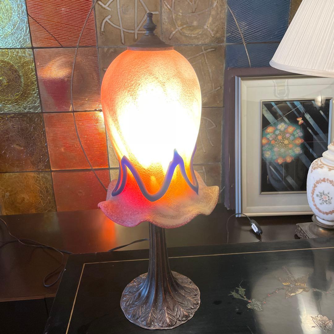 沖縄・琉球ガラス　名工・稲嶺盛吉作　 琉球ガラスランプ