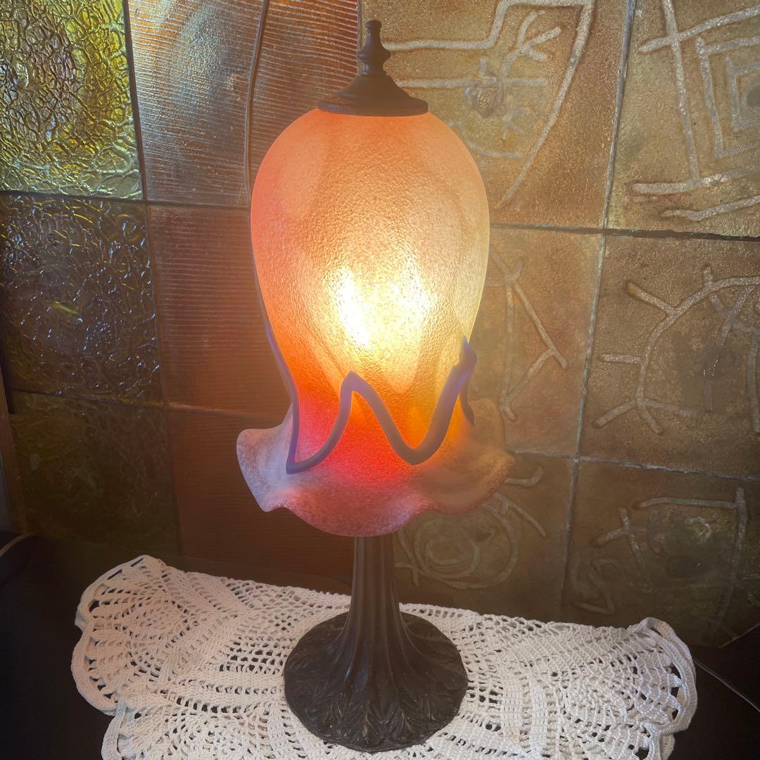 沖縄・琉球ガラス　名工・稲嶺盛吉作　 琉球ガラスランプ